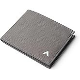 Allett Nylon Front Pocket ID Wallet, Charcoal Grey | Vegan Front Pocket Bifold | Made With Moisture Wicking Nylon | Holds Up +/- 12 Cards