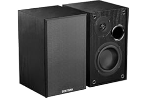 Powered Bookshelf Speakers, BESTISAN Bluetooth 5.0 Bookshelf Speaker, 1.25’’ Tweeter & 4’’ Woofer Speakers for TV/Computer/Record Player, 3EQ Home Studio Speakers, Treble/Bass Adjustable, Sub Out Port