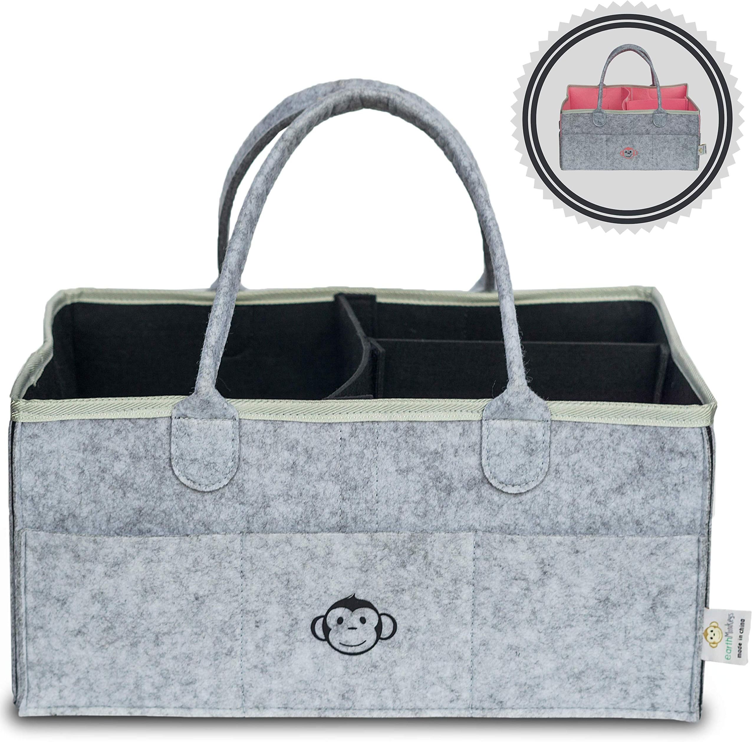 Baby Diaper Caddy Organizer | Nursery Storage for Changing Table | Larger Size | Great Gift for Newborn Registry or Baby Shower (Grey)