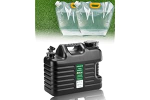 UPWOIGH 5 Gallon Water Jug(16x13.2x7in)and 2.6Gal Collapsible Water Bag Set of 2,BPA Free Water Tank Overlanding Gear Containers, Camping Essential Leak-Proof Black Portable Water Storage, Outdoors Hiking RV