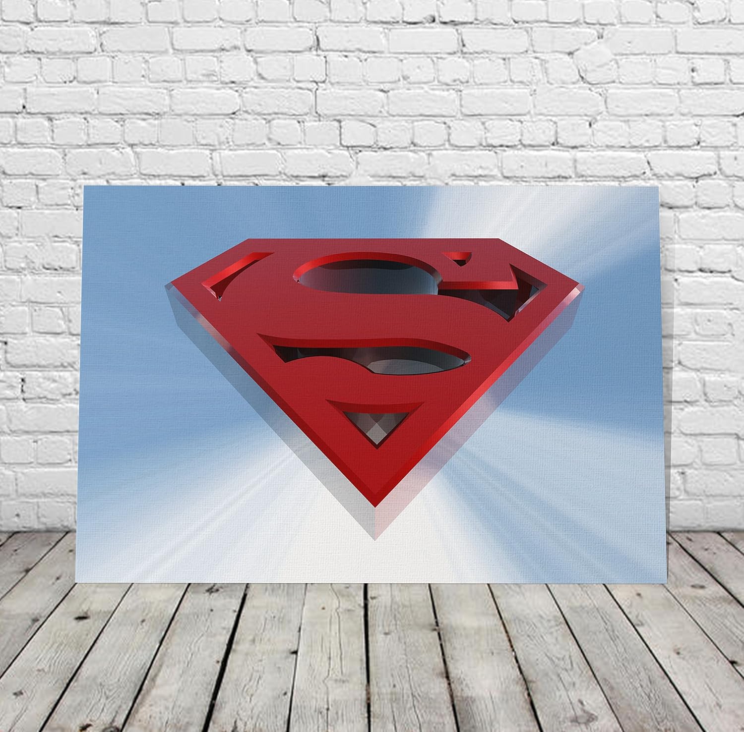 Superman Logo Vector Artwork Sharp Blue Canvas Print Wall Art