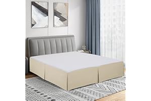 Cathay Home Double Brushed Microfiber Pleated Easy Fit Bed Skirt, Ultra Soft, Fade and Wrinkle Resistant - Cream, Full