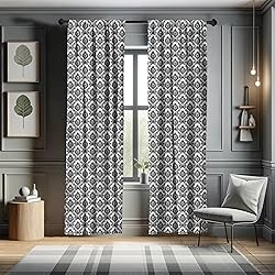 Lunarable Damask Window Curtains, Antique Classic