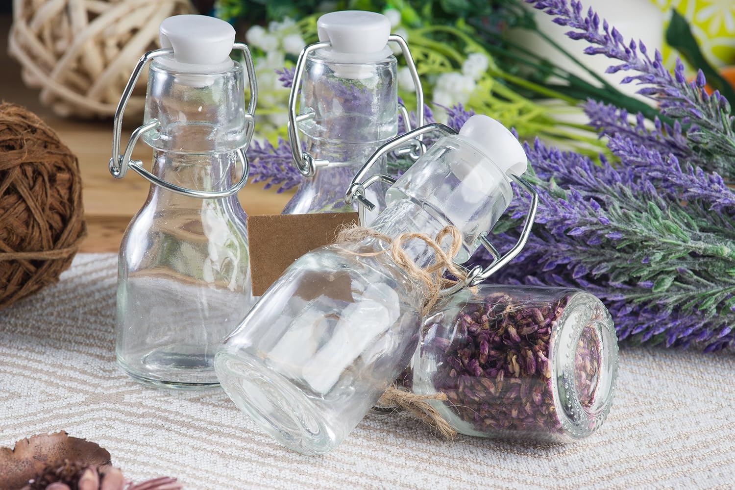 BLUE PANDA Mini Glass Favour Bottle with White Swing Top (Set of 15) - Image 4