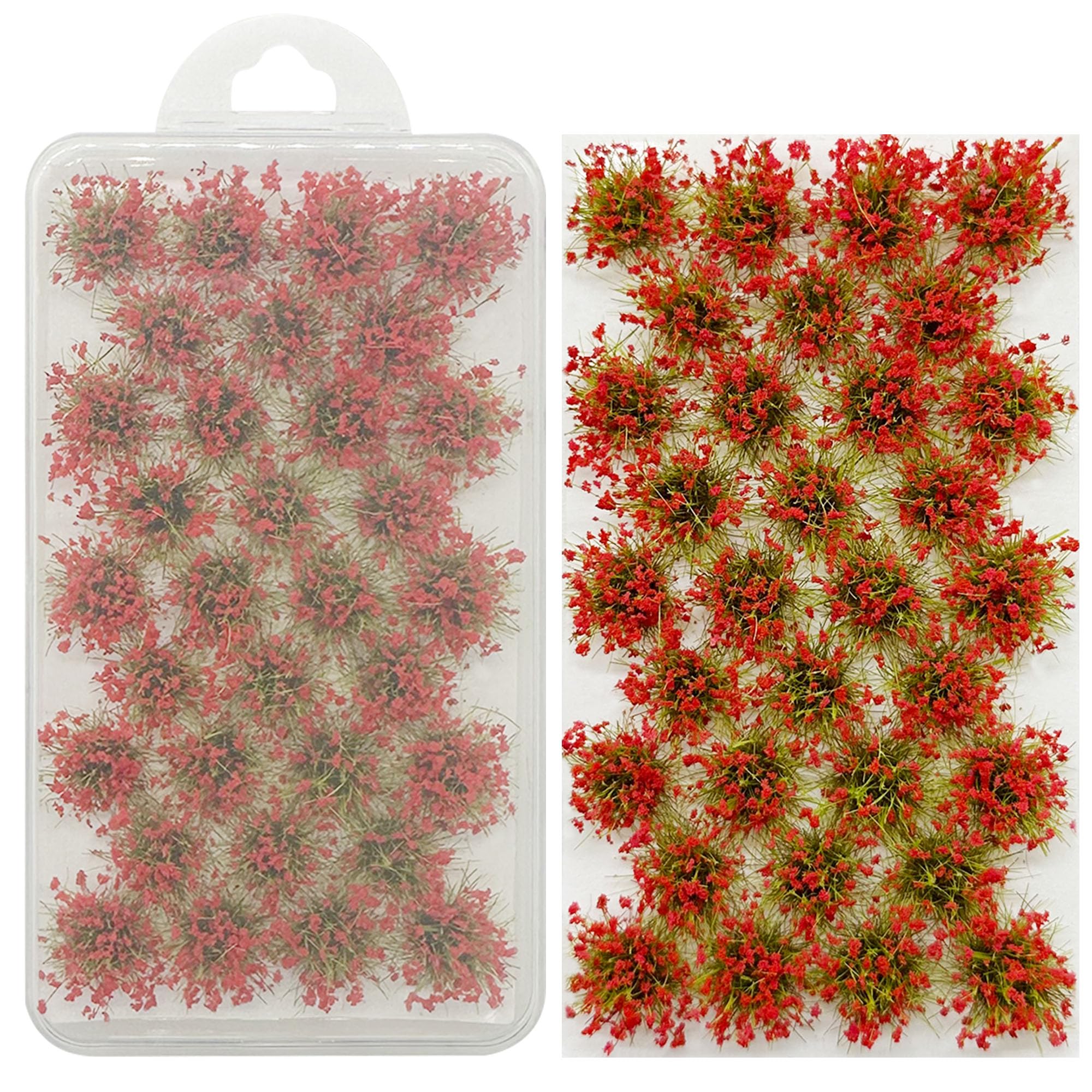 Woohome 32 PCS Red Artificial Grass Tufts, Static Grass Model Grass, Railway, DIY Landscape, Train Scenery