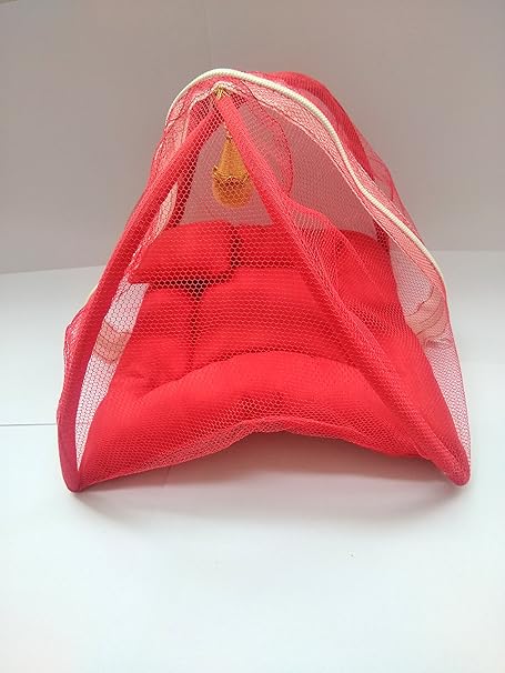 Weird Luxury Bed for Laddu Bal Gopal with Mosquito Net and Pillow (10x10x10-inch, Red)