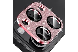 Mansoorr for iPhone 15 Pro/iPhone 15 Pro Max Camera Lens Protector, [Drop Protection & Full Coverage] Bling Sparkly Diamond Tempered Glass Screen Protector Metal Camera Cover - Glitter Red