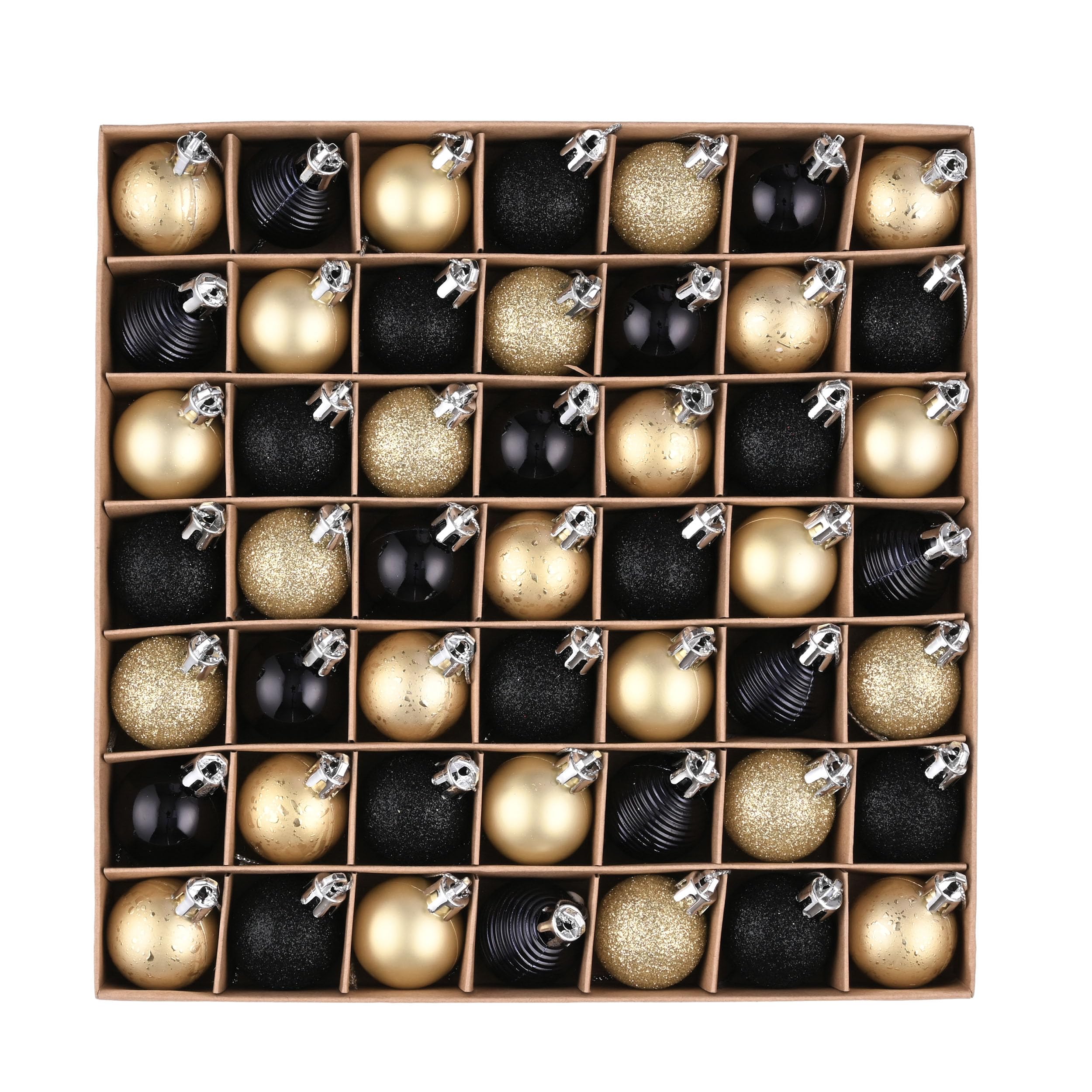 Valery Madelyn Gold and Black Christmas Bauble for Christmas tree Decorations,49pcs 3cm Golden Tropical Party Black and Gold Shatterproof Ball Ornaments Decoration for Tree Decor — image 1