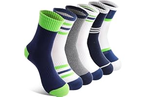 Welwoos 6 Pairs Kids Boys Socks Athletic Sport Crew Cotton Breathable Soft Socks
