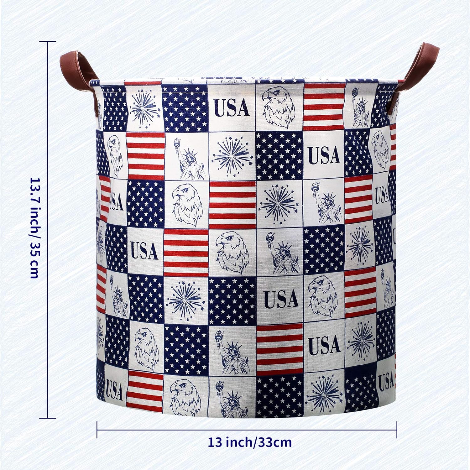 3 Pieces Large Laundry Basket with Handle American Star and Flag 4th of July Patriotic Collapsible Storage Basket Dirty Clothes Hamper for Bedroom: Home Improvement
