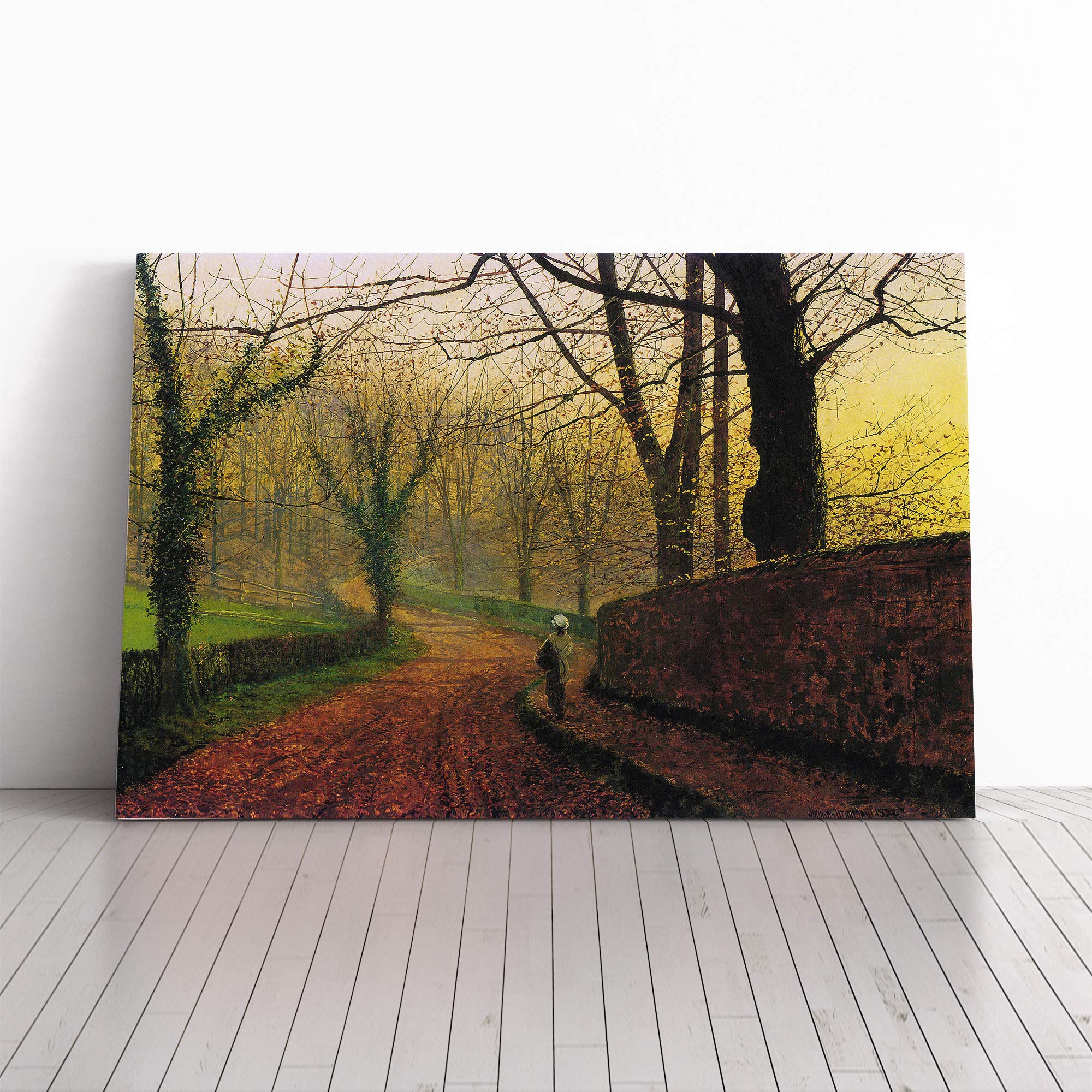 John Atkinson Grimshaw Stapleton Park Canvas Print | Gallery Wrapped 30mm Frame Wall Art | 20x14 inches | Ready to Hang | Modern Landscape Picture | Living Room Bedroom Lounge Office