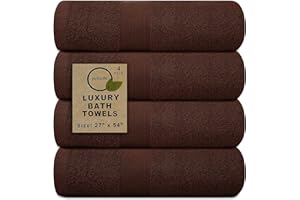 Softolle 100% Cotton Luxury Bath Towels -Towels for Bathroom - Set of 4 Bath Towel (27” x 54”)- Eco-Friendly, Super Soft, Highly Absorbent Bath Towel (Brown)