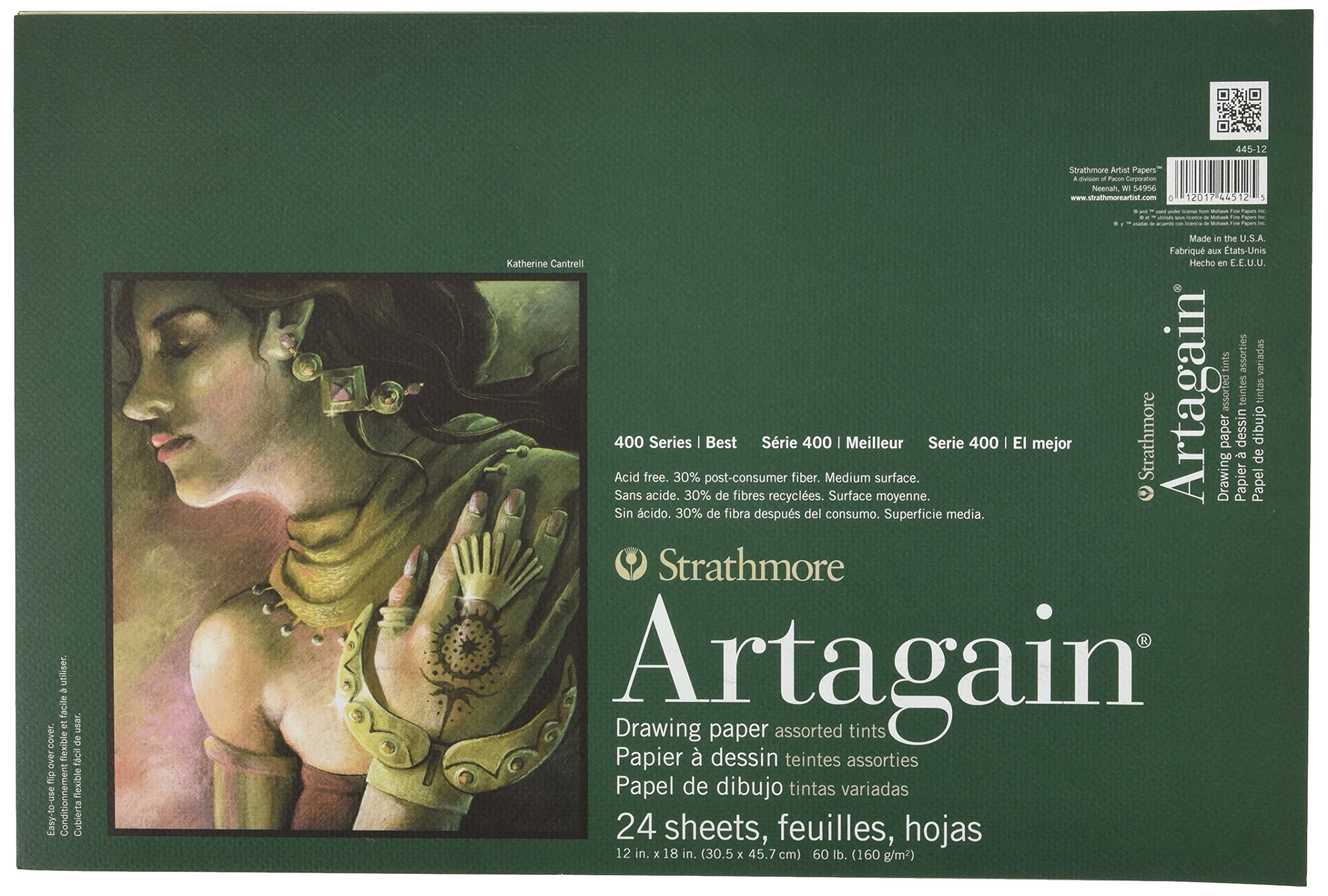 Strathmore 400 Series Artagain Pad, Paper, Assorted Tints, 12"X18"