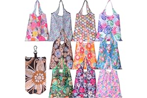 10 Pcs Reusable Grocery Shopping Bags, Foldable Fashion Bags, Washable Shopping Tote Bags, Pouch Eco Bag for Groceries Travel