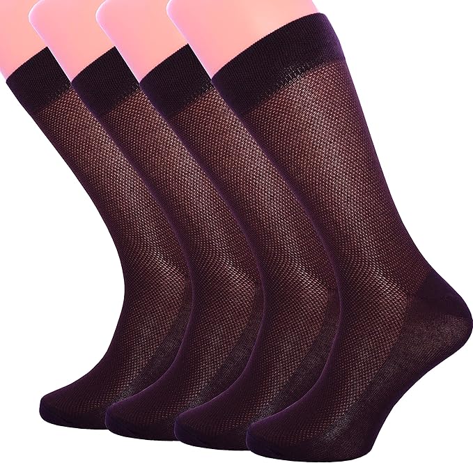 5Pack Men's ultra Thin Breathable Cotton Dress Socks Black Brown Navy