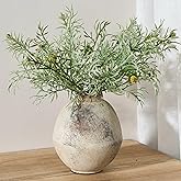 PORCER Ceramic Flower Vase, 6.22 Inch Rustic Farmhouse Vase Home Decor, Handcrafted Vintage Pottery Vase, Small Terracotta Vases for Living Room, Table, Shelf, Fireplace-Natural Brown