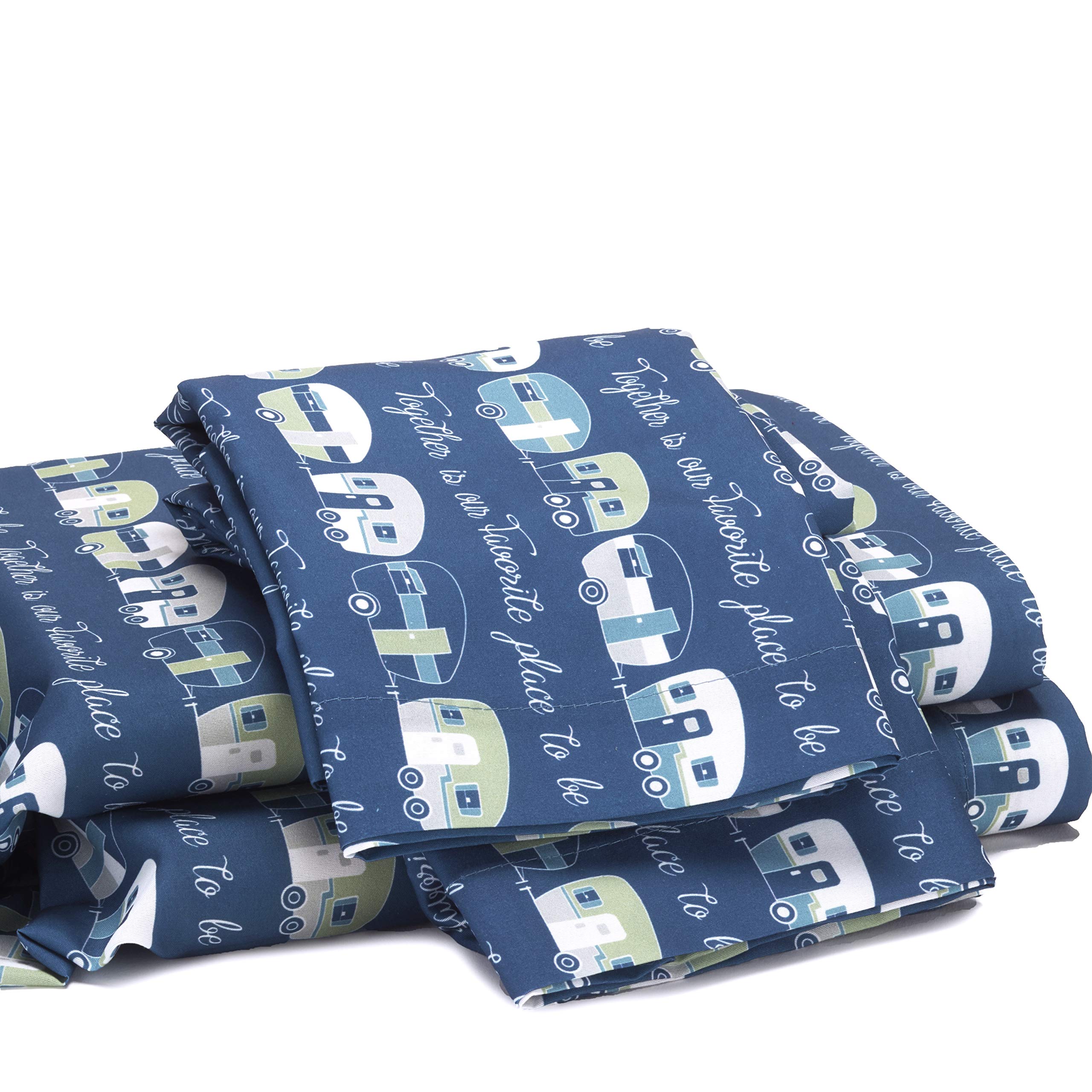 Photo 1 of The Lakeside Collection Our Favorite Place is Together Bedding Sheet Set with Pillowcases - Queen - 4 Pieces ,Blue