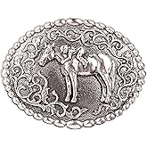 Nocona Girl's Young Girl On Horse Belt Buckle, Silver, OS