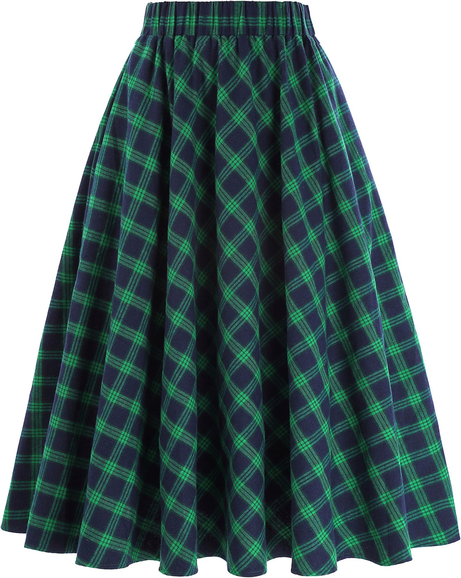 Kate Kasin Women Vintage 1950s A-Line Grid Pattern Plaid Swing Skirts KK495