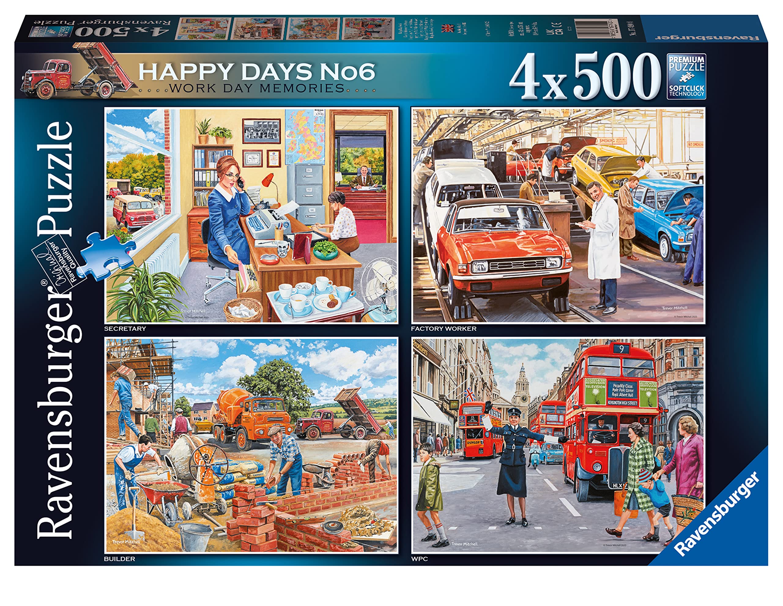 Ravensburger Happy Days Collection No.6 Nostalgic Work Day Memories 4x 500 Piece Jigsaw Puzzles Adults And Kids Age 10 Years Up