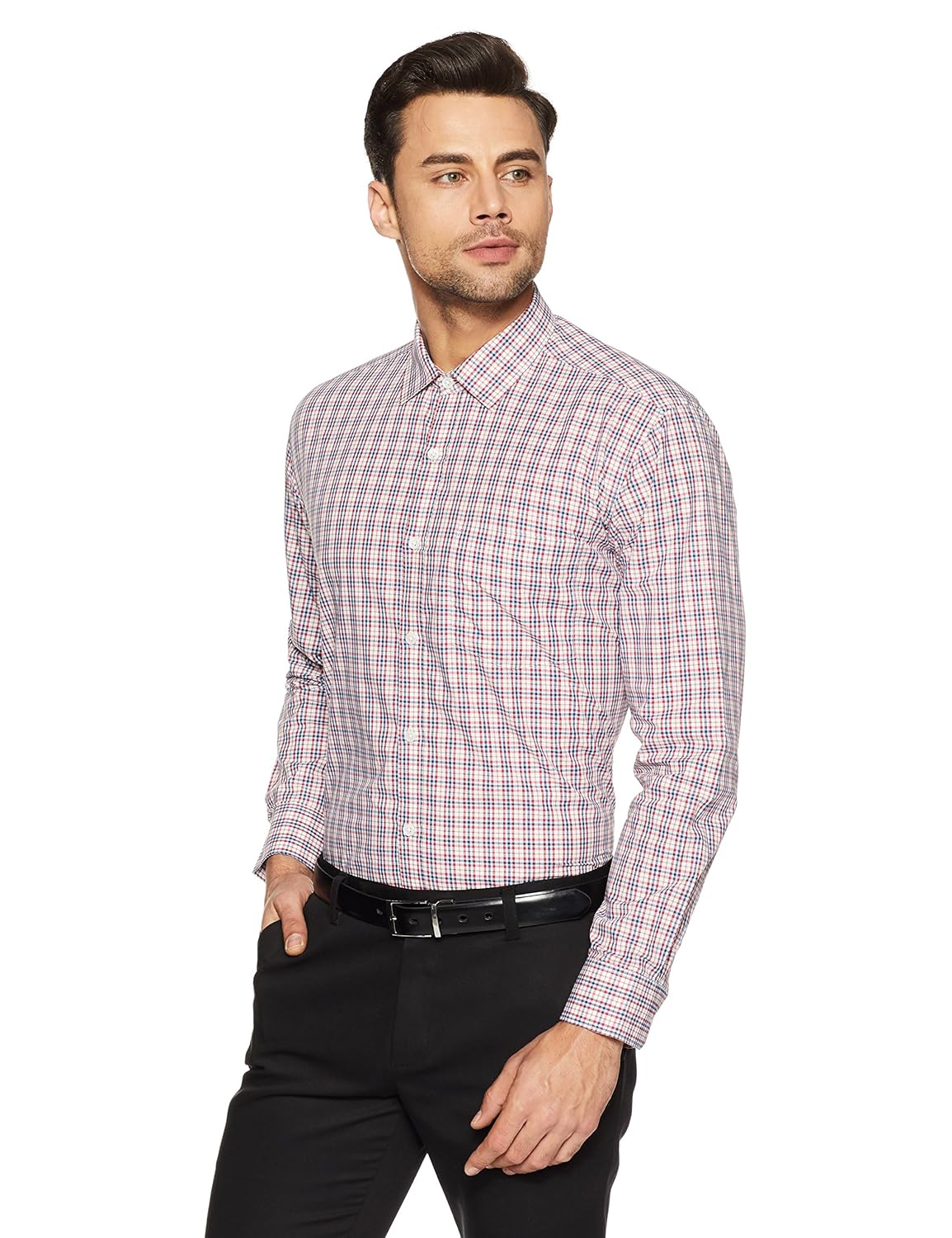 symbol amazon brand men's checkered regular fit business shirts
