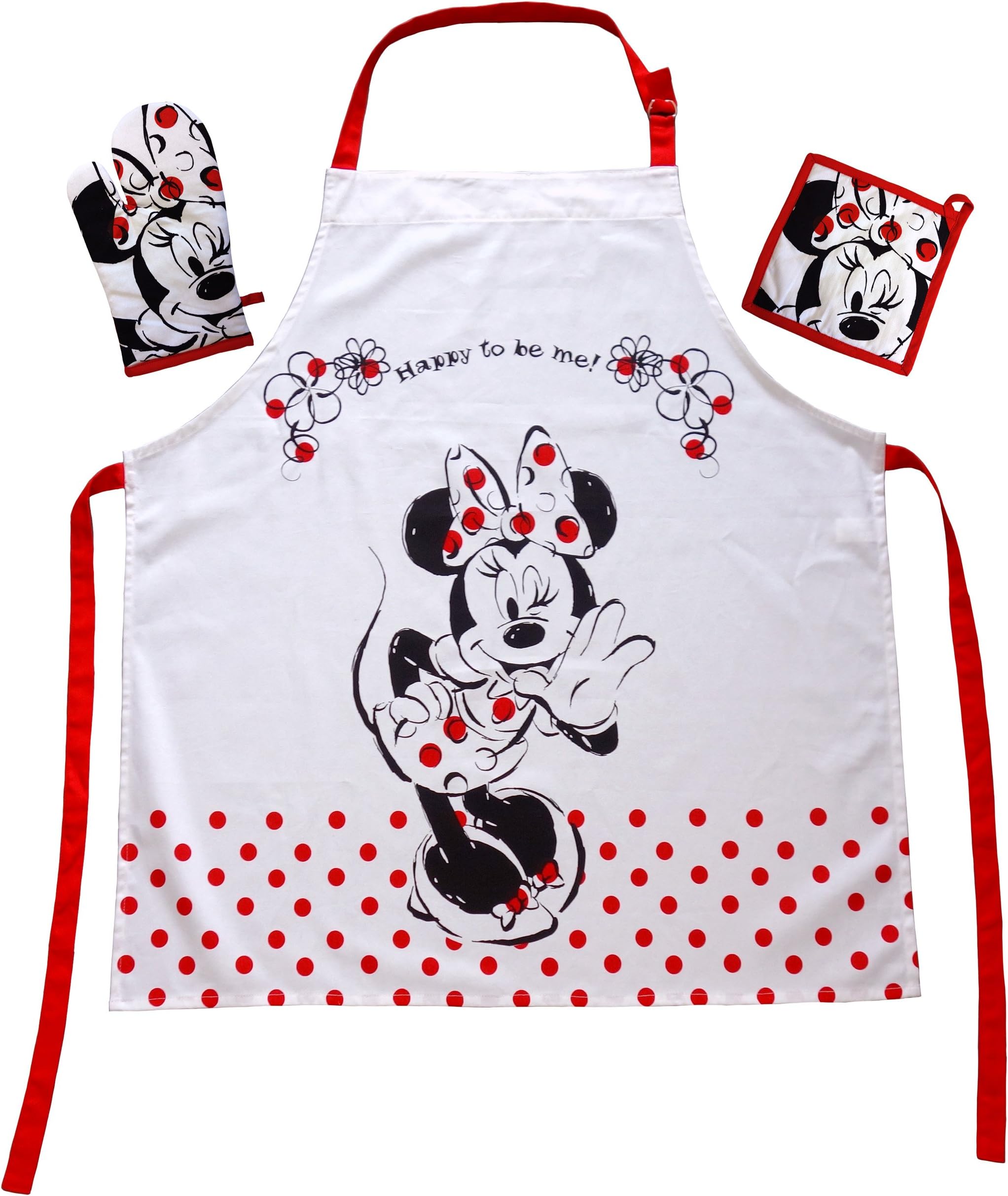 The gift for the Walt Disney Minnie Mouse fan: Apron set with Minnie Mouse mini apron, 100% cotton