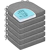 HOMELYSIAN Chair Cushions for Dining Chairs, Non Slip Chair Pads with Ties and Washable Covers, Memory Foam Kitchen Chair Cushions Set of 6, 16"X16"X2.5", Dark Gray