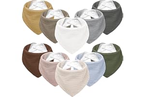 Susurration Muslin Baby Bibs 10Pack Baby Bandana Drool Bibs Soft Adjustable Newborn Bibs for Unisex Baby Girls & Boys
