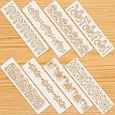 Zonon 8 Pcs Talavera Stencils for Painting Reusable Floral Border Stencils for Wall Edge Template Cake Decorating Drawing for Wood Furniture Wall Canvas Paper Fabric Backdrop Craft Design