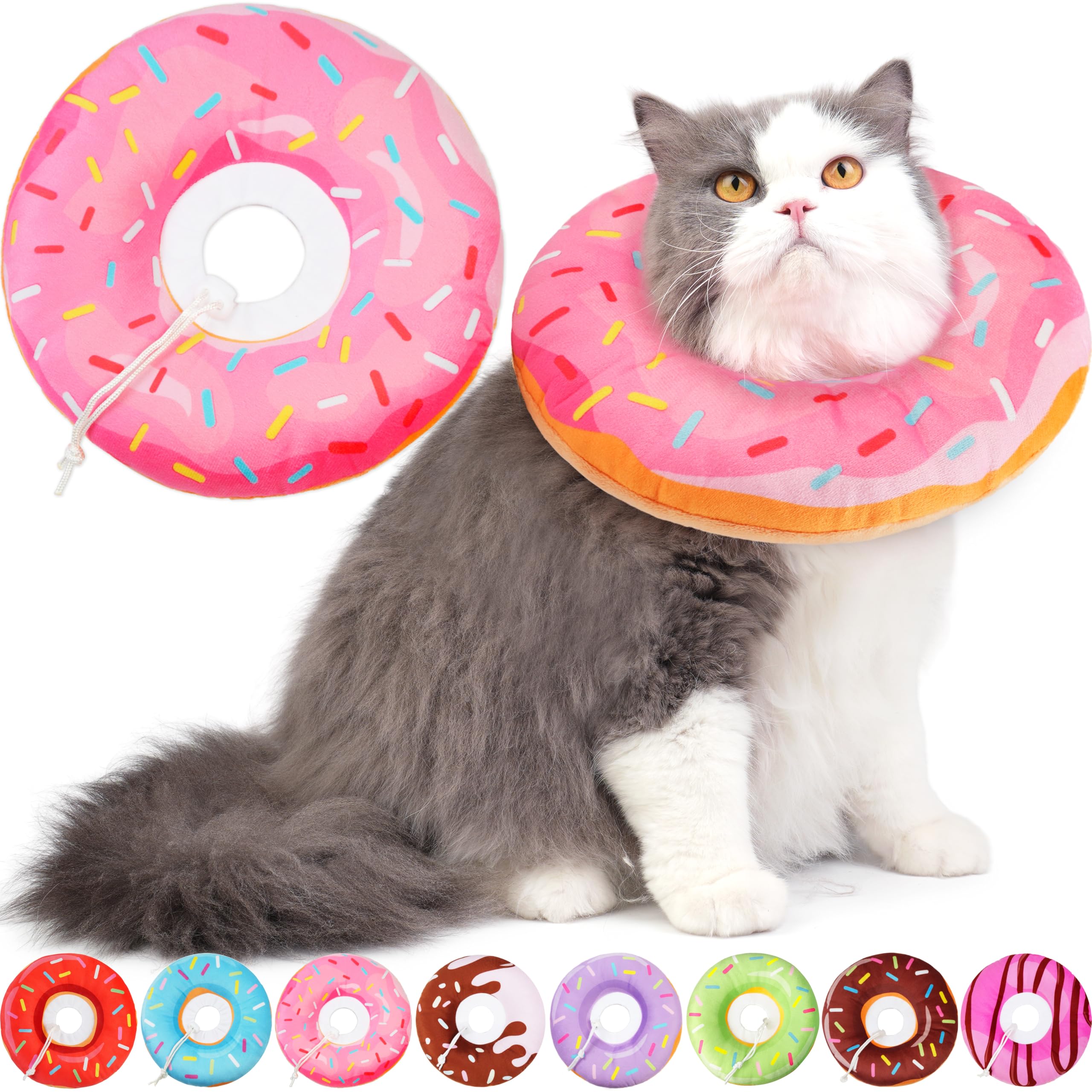 Photo 1 of Hpetppy Cat Cone Collar Soft, Cat Recovery Collar for Wound Healing Cute Donut Adjustable Kittens Cones to Stop Licking Comfortable Lightweight Neck Elizabethan Collars for Cats Kittens After Surgery