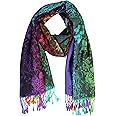 PASKMLNA Rainbow Pashmina Colorful Silky Tropical Colorful Exotic Pashmina Wrap Shawl Scarf