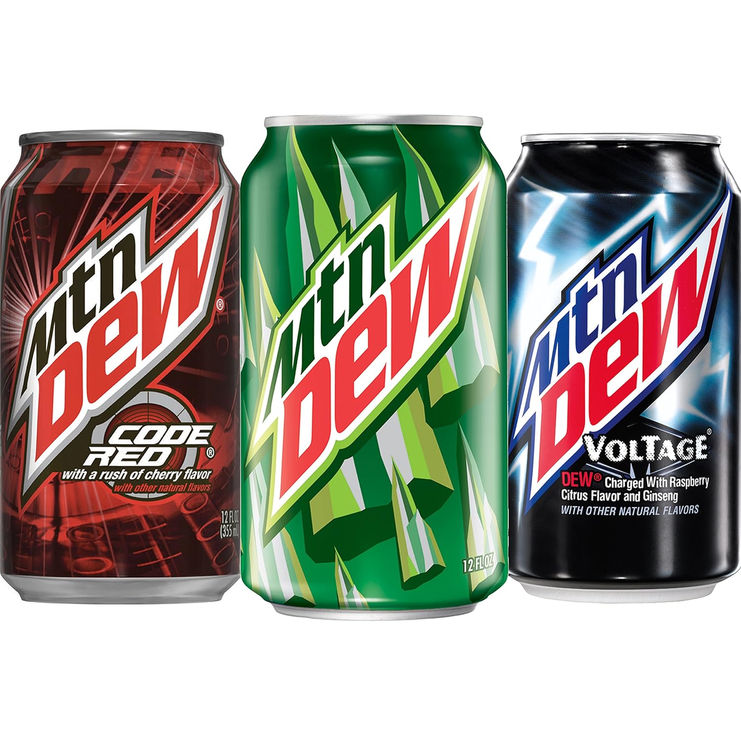 Amazon Com Mountain Dew Variety Pack Mountain Dew Code Red Voltage 12 Fl Oz Cans 24 Pack Grocery Gourmet Food