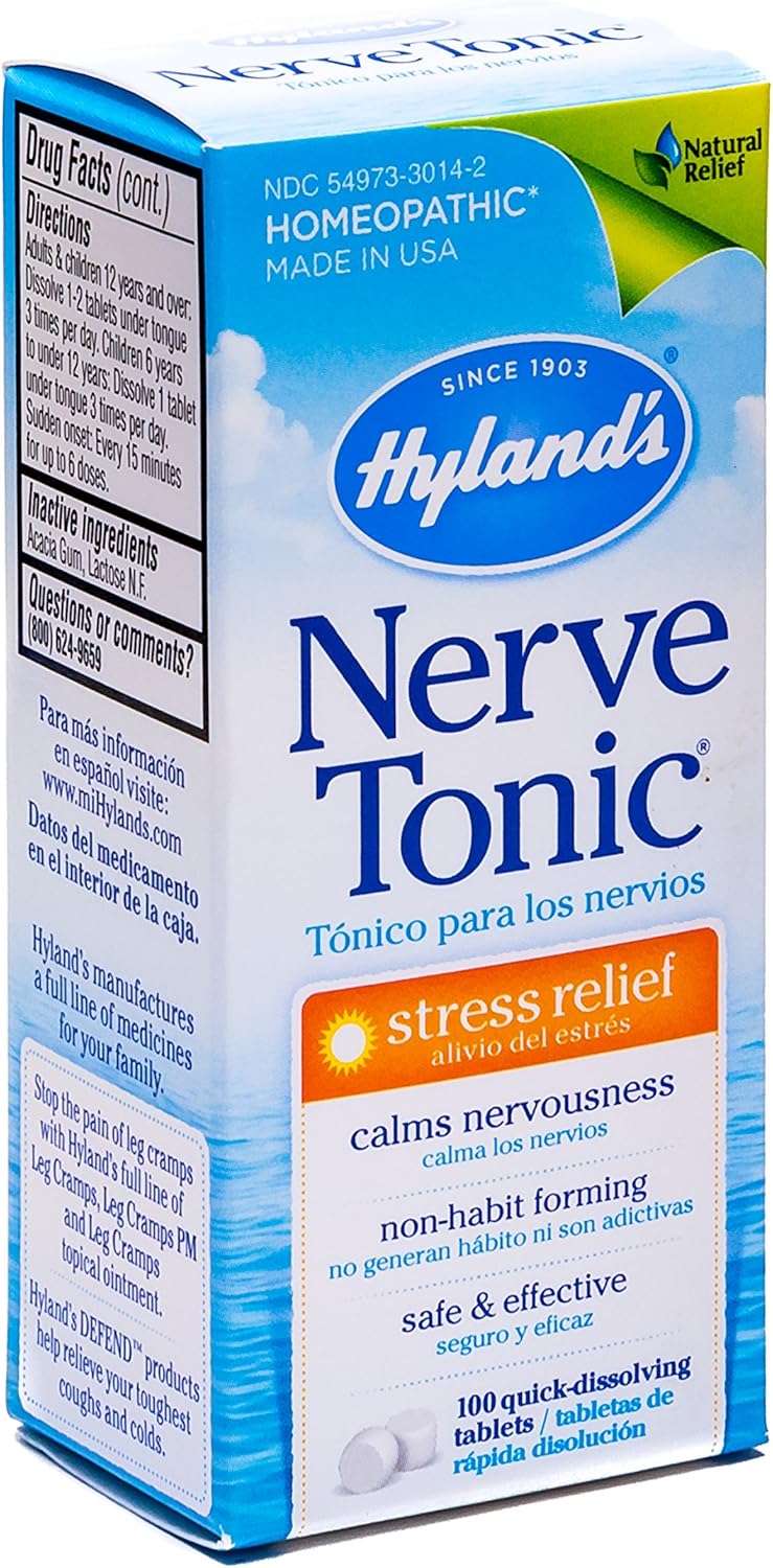 Hyland's Nerve Tonic Stress Relief Tablets, Natural Relief of Restlessness, Nervousness and Irritability Symptoms, Non-Habit Forming, 500 Count: Beauty