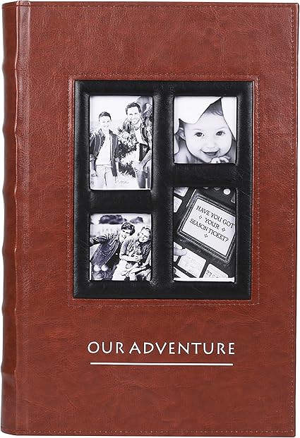 Inicia Vintage Leather Photo Albums 300 Pockets Scrapbook Photo Albums 6x4 Our Adventure Memory Book Brown Amazon Co Uk Home Kitchen