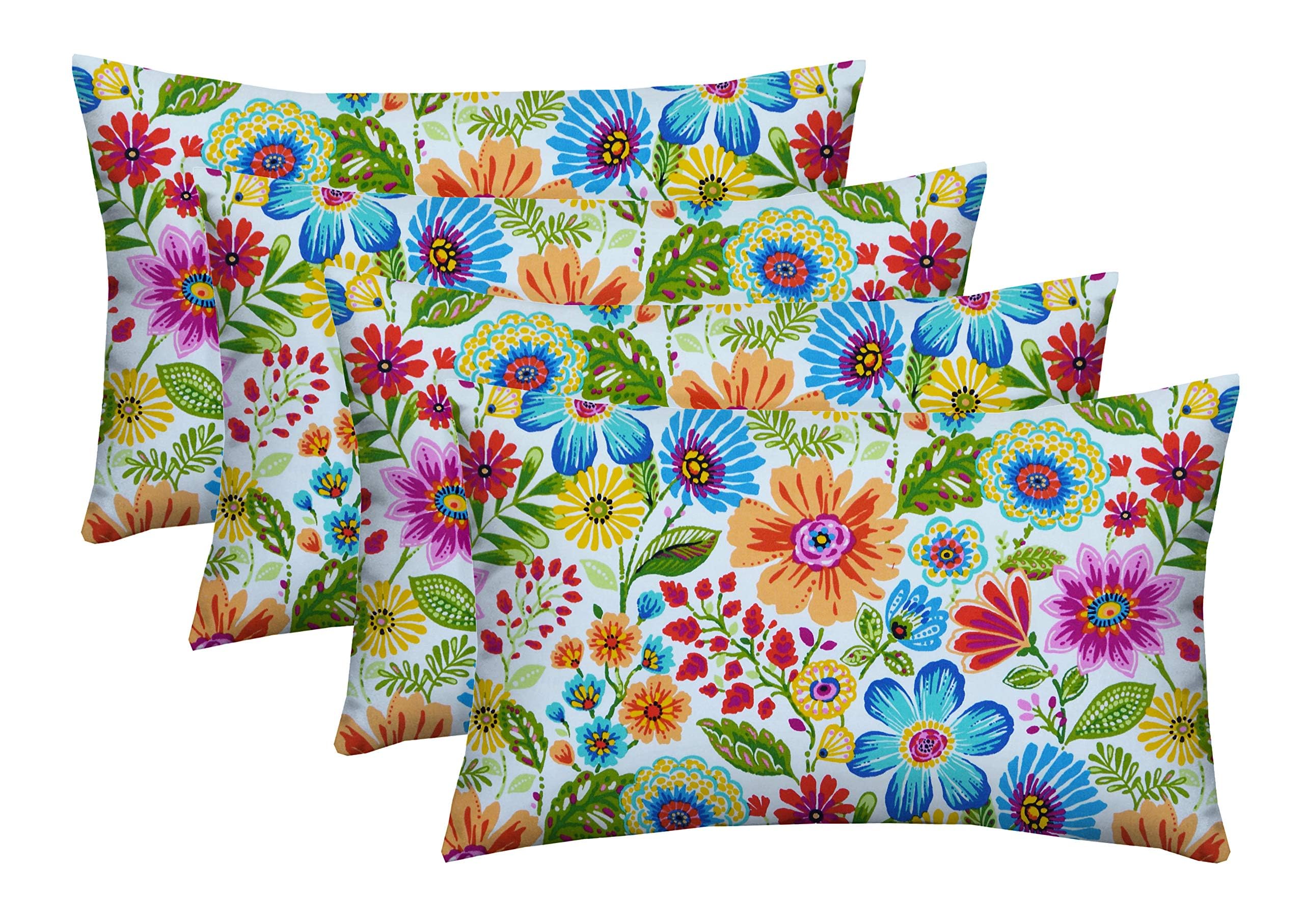 RSH Décor: Set of 4 Lumbar Throw Pillows | Indoor/Outdoor All Weather Polyester Fabric | Decorative Accent Cushions for Patio Furniture | Reversible | 26” x 16" | Gregoire Fresco Image