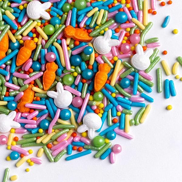 SWEETS INDEED SPRINKLES, EDIBLE SPRINKLE MIX, PERFECT FOR CAKE DECORATIONS, BAKING, ICE CREAM, COOKIES, CUPCAKE TOPPER, 4 OUNCES (FUNNY BUNNY)