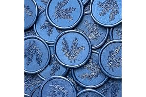 WADKOOTO 25Pcs Wax Seal Stickers Handmade Envelope Seals Self Adhesive Wax Stickers for Wedding Party Invitations, Envelope, Gift Wrap, Christmas(Rosemary Style, Blue)