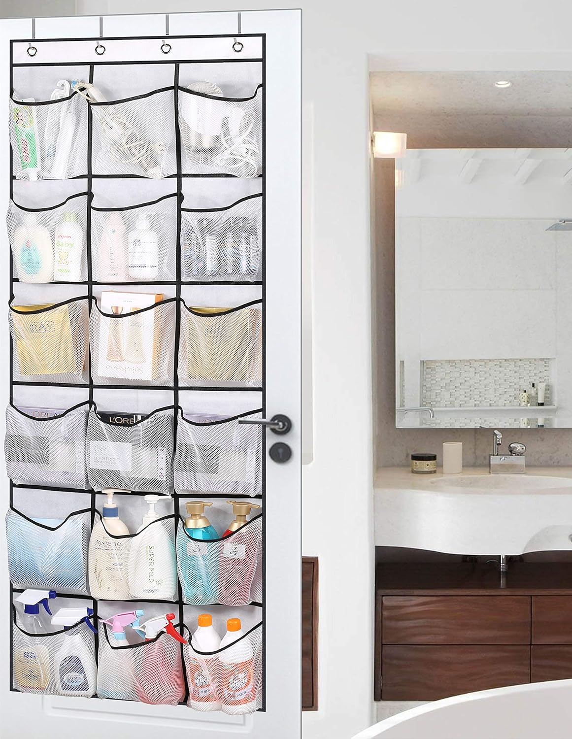 over the door shoe rack on Aooda 2 Pack Over The Door Shoe Rack Hanging Shoe Organizer With 18 Extra Large Clear Mesh Pockets Shoe Holder For Closet White Shoe Organizers Clothing Closet Storage Ilsr Org