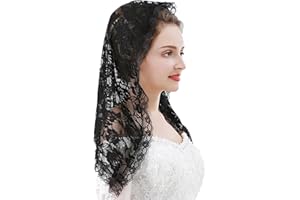 Grettytling Lace Mantilla Veil Soft and comfortable 7 Colors Spanish Style Rose Lace Veil Head Covering D Shape