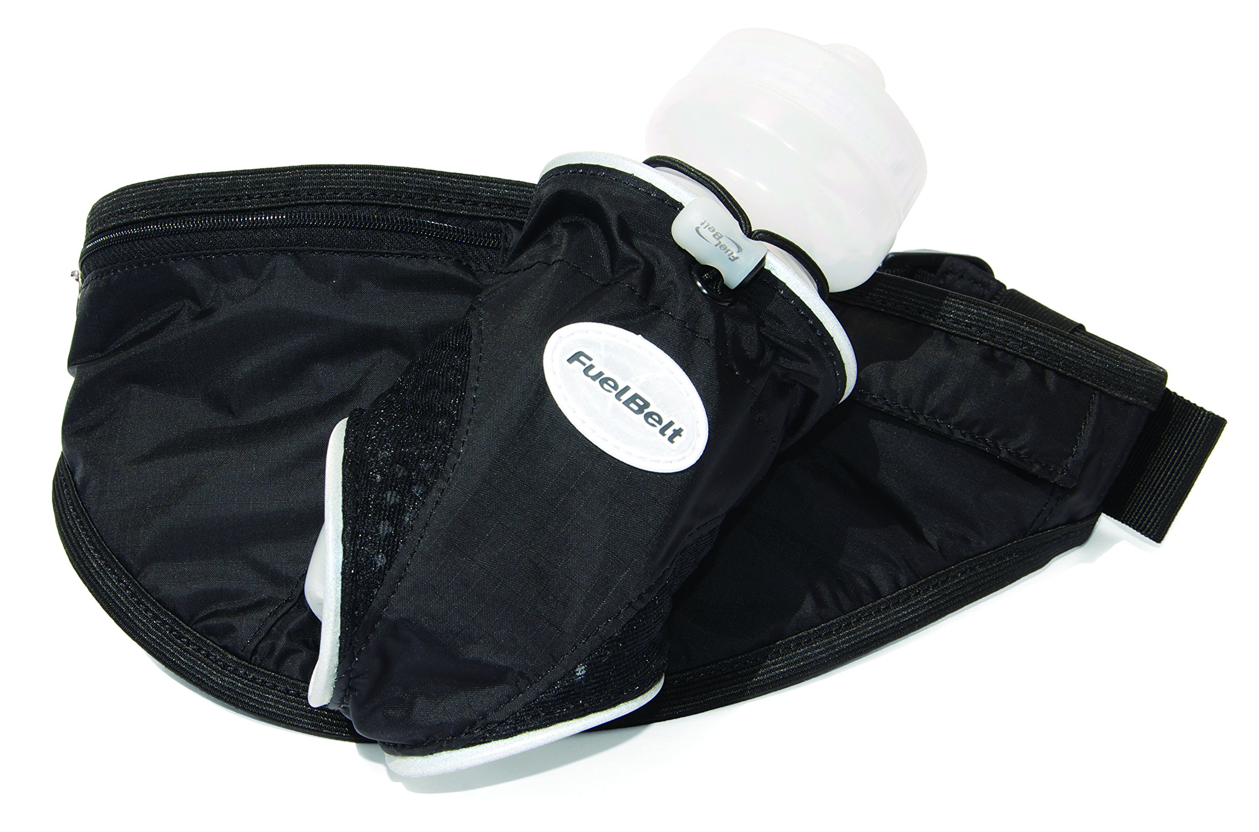 Fuel Belt Crush Reflective Water Bottle Carrier, Velcro Strap To Fit Any Size, Pouch To Carry Valuables, 600ml, Black