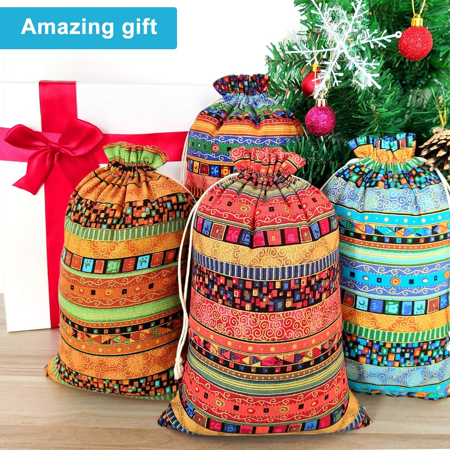 SumDirect 20Pcs Egyptian Ethnic Style Linen Burlap Bag - Image 5