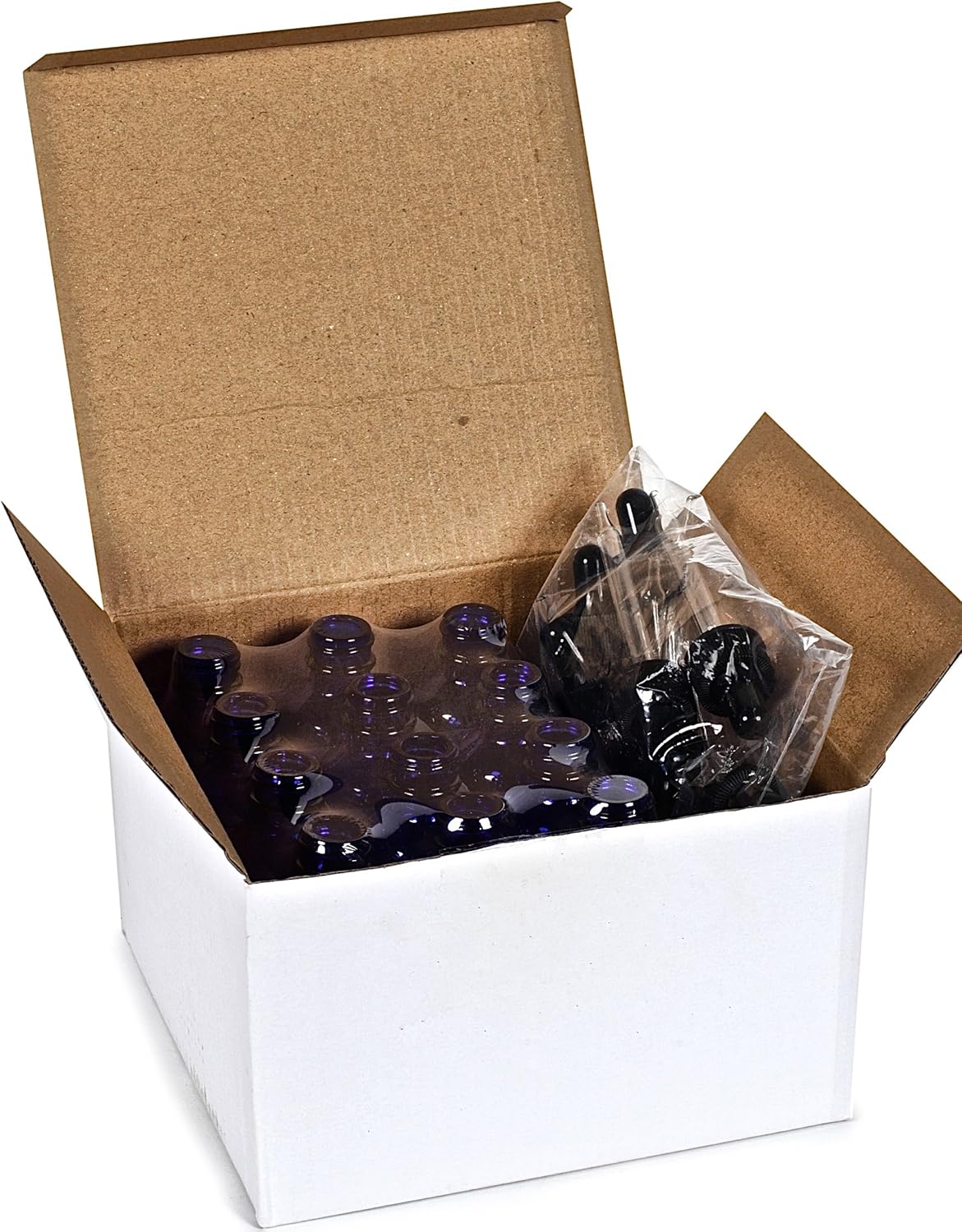 12, Cobalt Blue, 1 oz, Glass Bottles, with Glass Eye Droppers: Kitchen & Dining