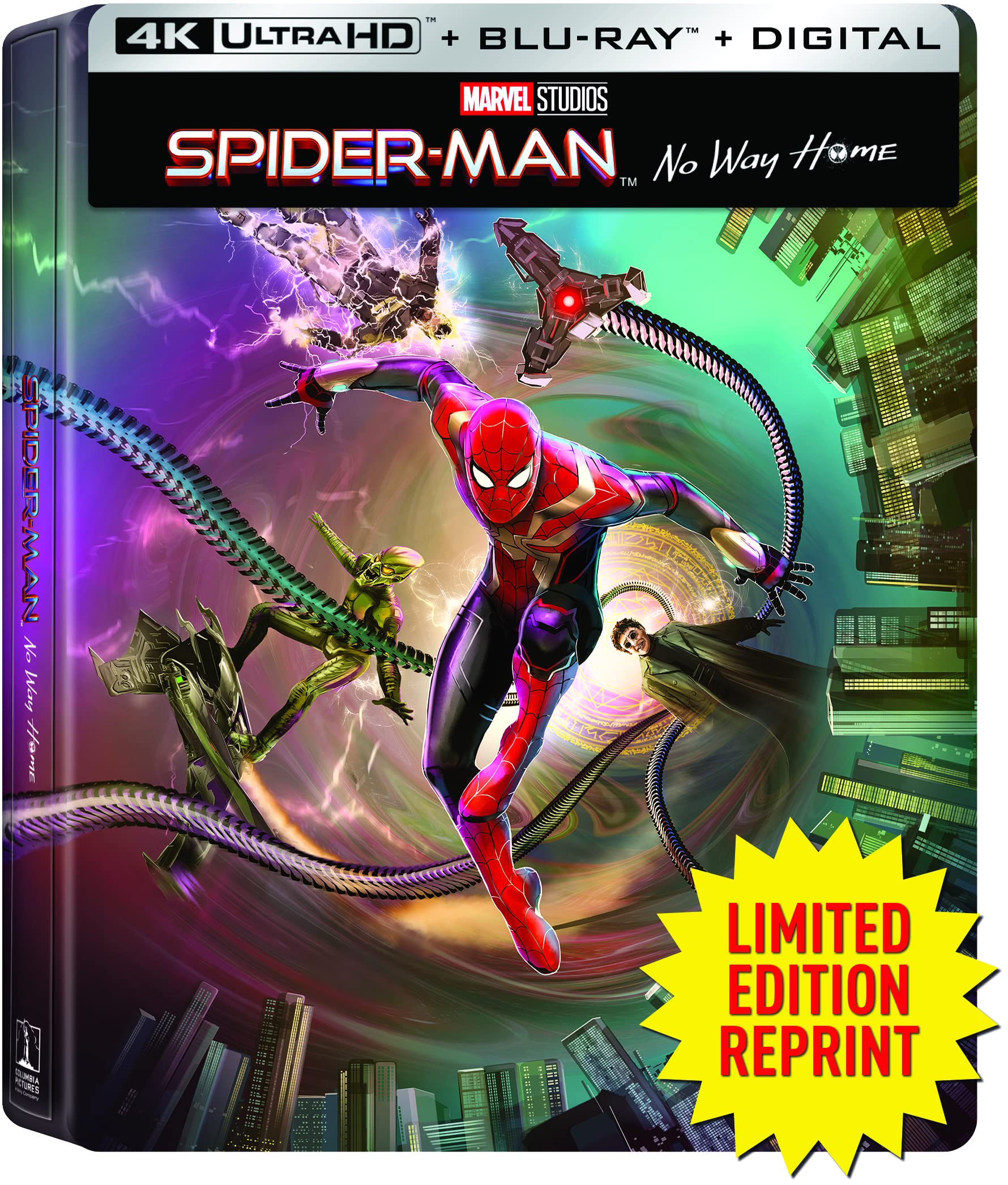 Photo 1 of *****CRACKED CASE***Spider-Man: No Way Home (Limited Edition Steelbook) [4K UHD + Blu-ray + Digital]