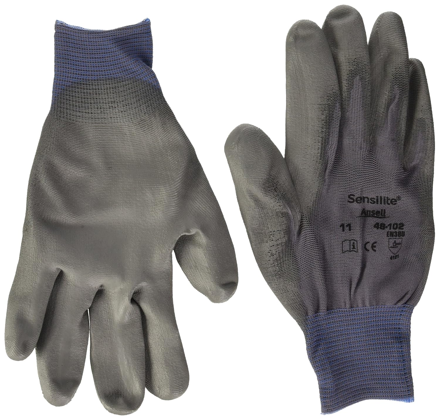 Ansell HyFlex 48-102 Thin Work Gloves, Stretch Fit Nylon Liner with Flexible PU Coating