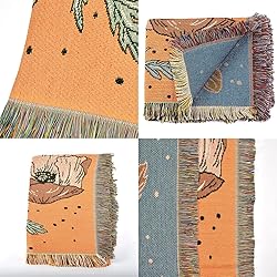 Shesyuki Boho Throw Blanket Reversible Cotton
