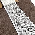 Olive Lace 4 Inches Wide Stretchy Lace for Bridal Wedding Decorations, Sewing DIY Making and DIY Crafts- 5 Yards - 7604 (White)