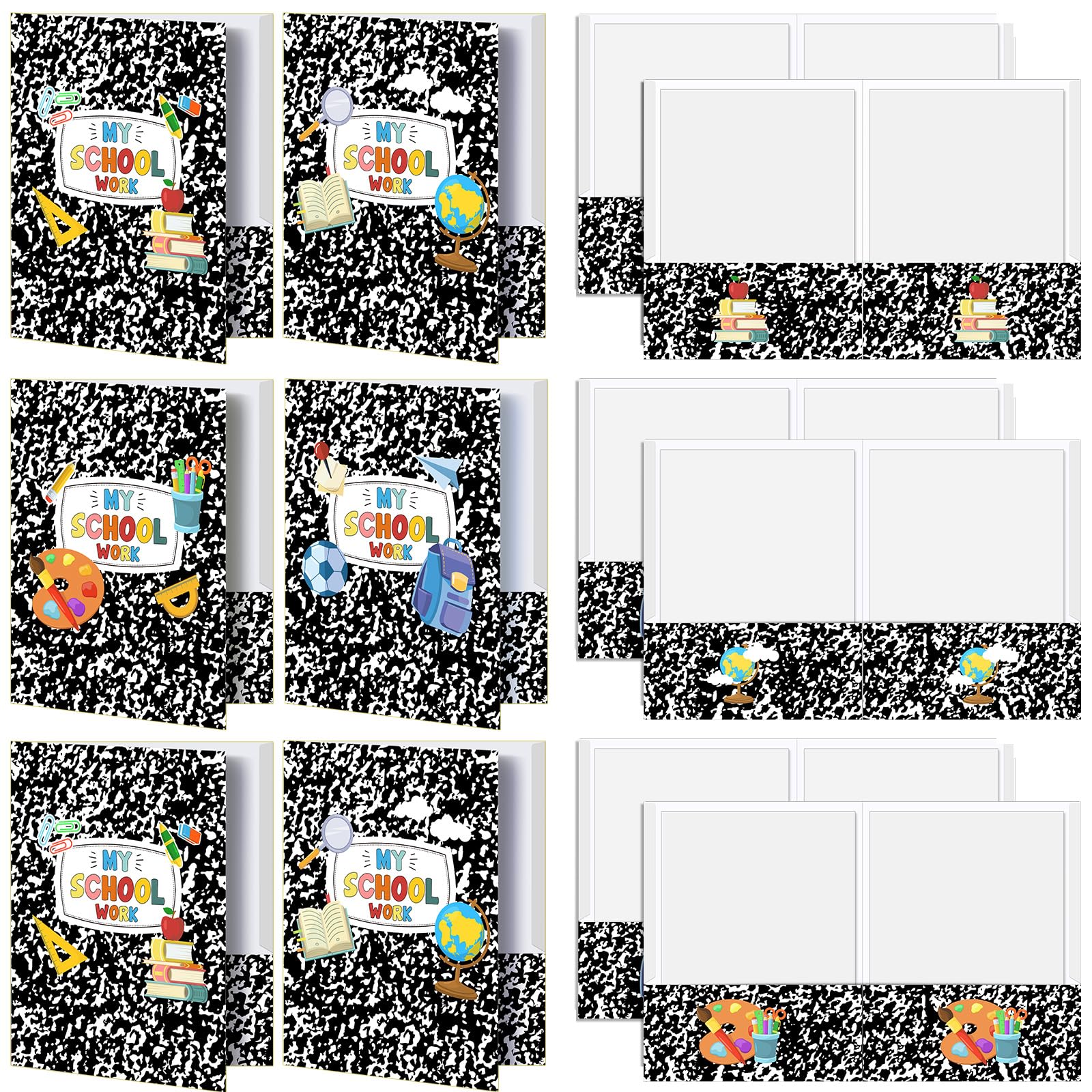 Kosiz 12 Pcs 9x12 Composition Book 2 Pocket