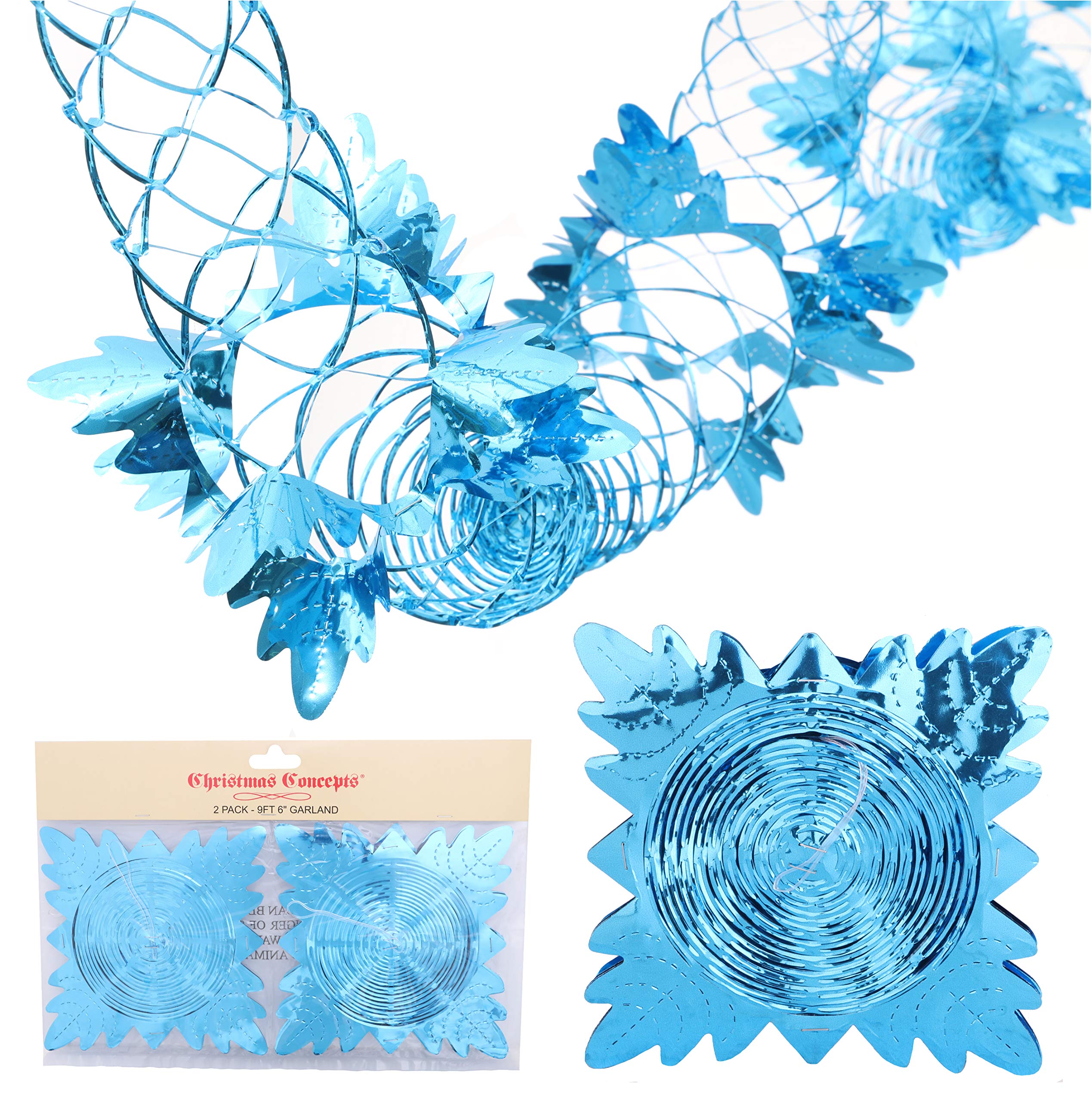 Christmas Concepts® Pack Of 2 2.7m (9ft) Foil Garland Festive Hanging Decorations - Christmas Decorations (Turquoise)