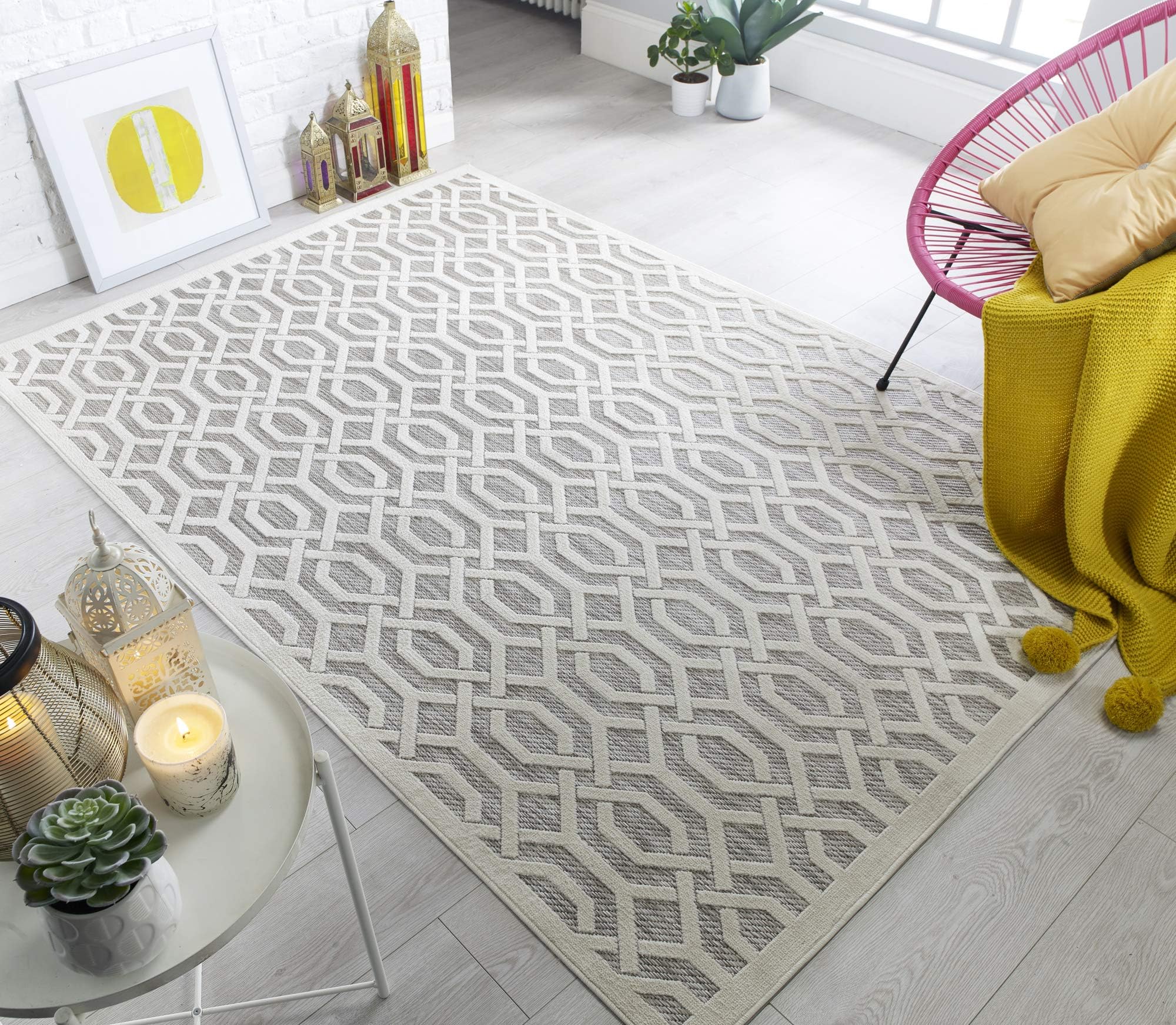 Flair Rugs Piatto Mondo Weather-Resistant Indoor Outdoor Rug, Natural, 80 x 150 Cm