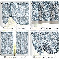 jinchan Linen Valance Kitchen Curtain for Windows